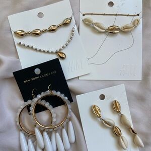 H&M anklet & earrings 4 set bundle.